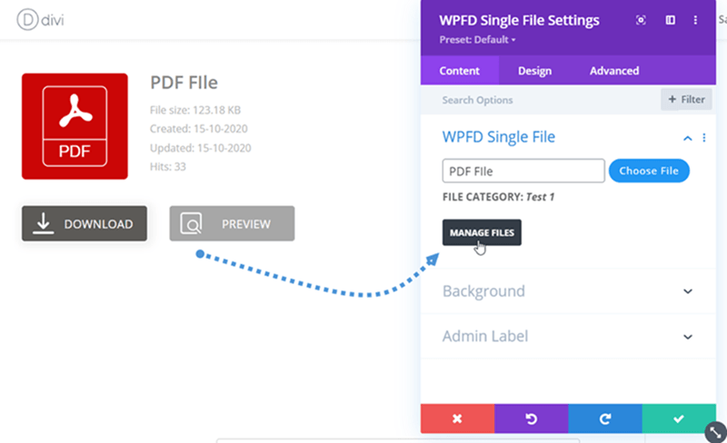 Vista previa de un solo archivo de WPFD