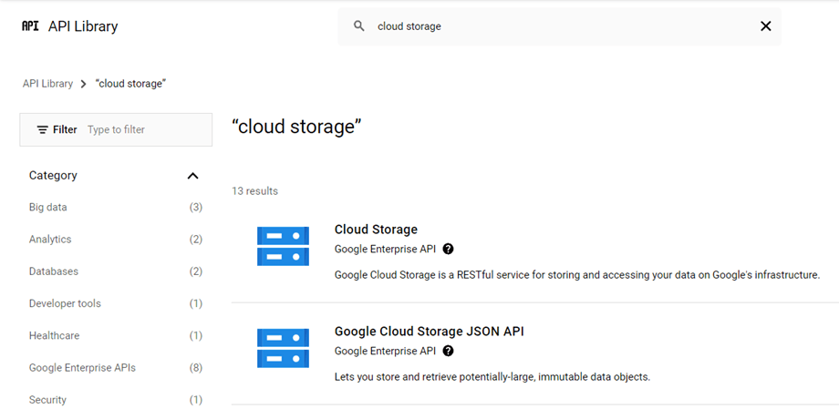 API de almacenamiento en la nube