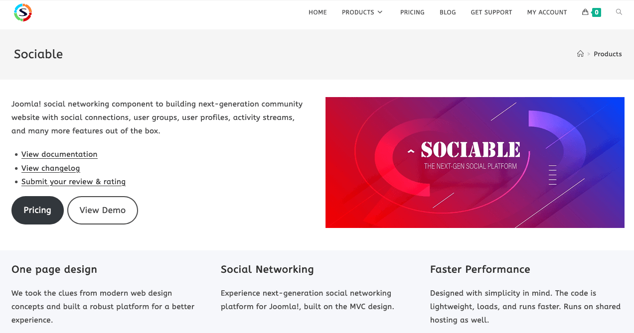 Sociable Social Networking Component