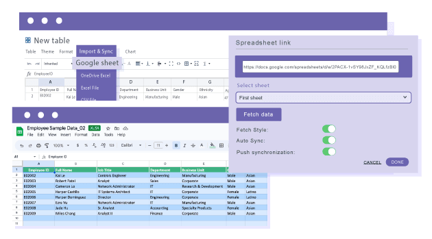 Laad een op Google Spreadsheets gebaseerde tabel in Avada Fusion Builder