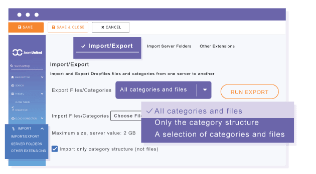 Dropfile eksportuje pliki i foldery do innej witryny internetowej