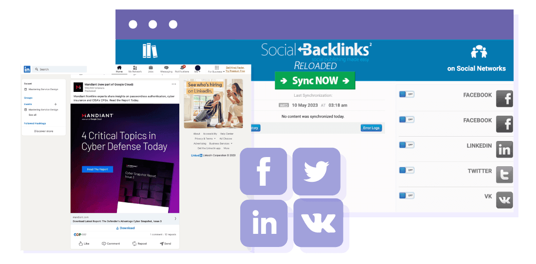 Social Backlinks 、Joomlaの自動ソーシャルメディア投稿