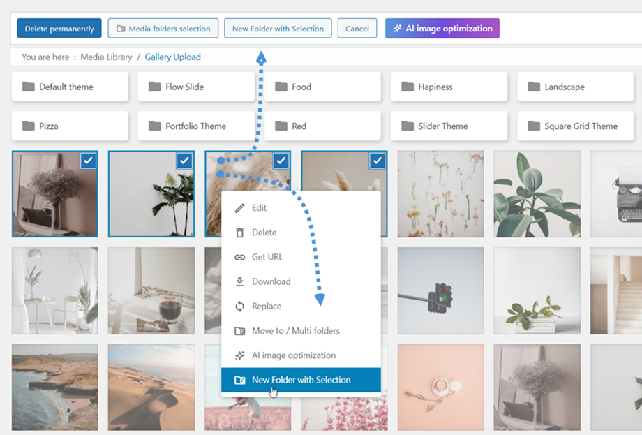 선택한 이미지로 폴더 생성