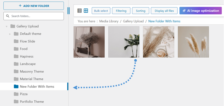 선택한 이미지로 새 폴더 만들기