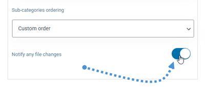 خيار إشعار أي تغييرات في الملفات