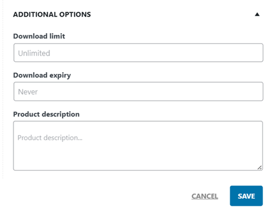 opciones adicionales