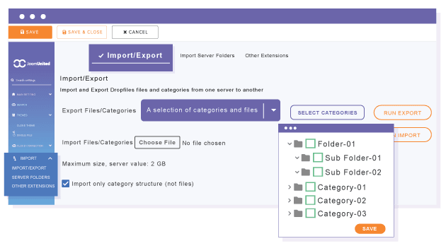 Εξαγωγή και εισαγωγή μόνο της δομής αρχείων