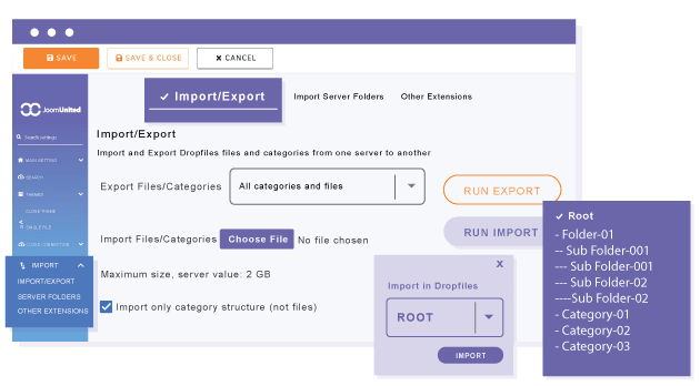 Εισαγωγή μιας επιλογής αρχείων και φακέλων
