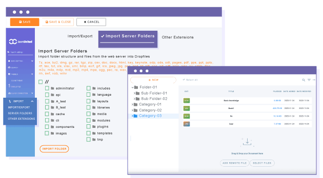 Εισαγωγή αρχείων και φακέλων από υπάρχοντα μέσα στον διακομιστή σας