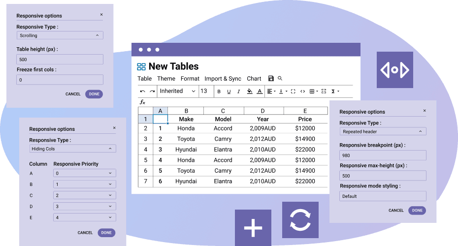 Ανταποκρινόμενοι πίνακες επέκτασης Joomla