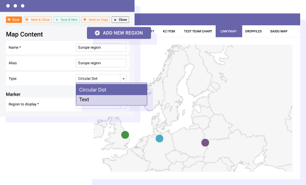 마커가 있는 벡터 맵