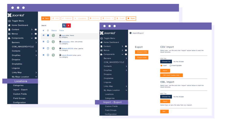Εισαγωγή/Εξαγωγή/Συγχρονισμός δεδομένων τοποθεσιών & στατιστικά