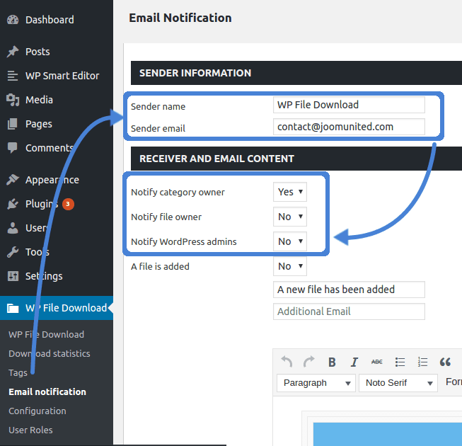 1. Email Notification Settings
