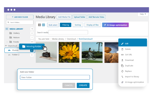 تصفح & إدارة مجلدات OwnCloud من WordPress