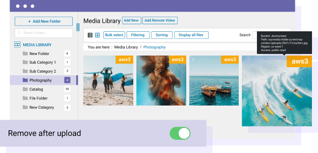 Εκφόρτωση βιβλιοθήκης πολυμέσων από WordPress στο Amazon S3