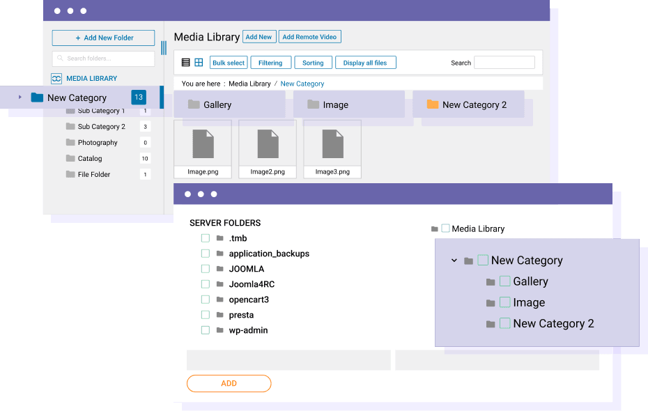 Εισαγωγή και συγχρονισμός φακέλων διακομιστή και πολυμέσων