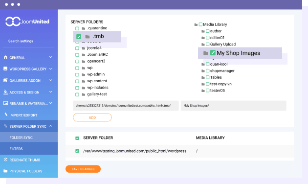 Synchronizace fyzické složky na serveru a složky médií