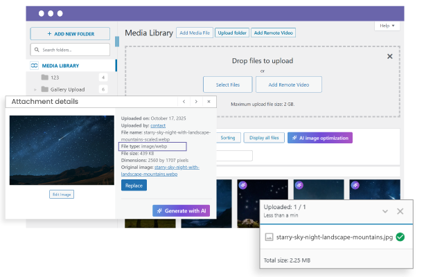 تحويل WebP تلقائيًا عند التحميل