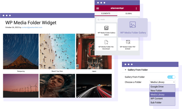 إنشاء معرض وسائط من مجلد في Elementor