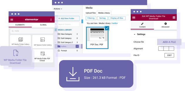 ملف Elementor القابل للتنزيل من مكتبة الوسائط