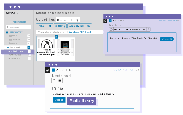 在WordPress内容中嵌入来自Nextcloud文件的PDF