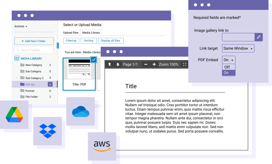 PDF insluiten vanuit de cloud: Google Drive, OneDrive...
