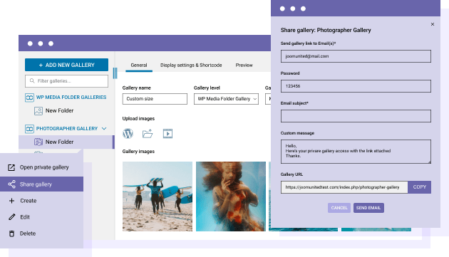 Легко делитесь своими фотографиями с клиентами