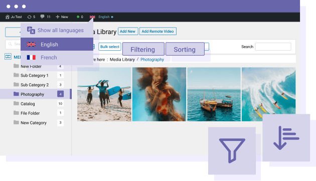 Φιλτράρετε και ταξινομήστε τα μεταφρασμένα μέσα Polylang σας