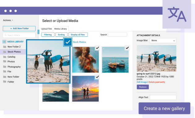 Μετάφραση συλλογής εικόνων WordPress και Polylang