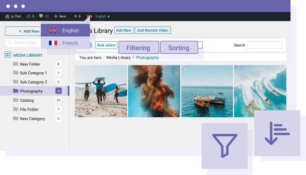 Φιλτράρετε και ταξινομήστε τα μεταφρασμένα μέσα WPML