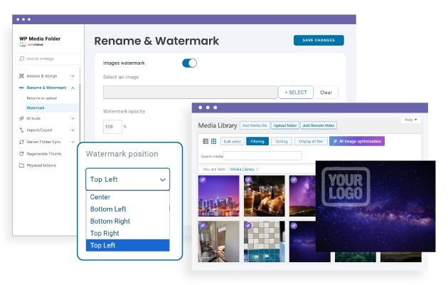 Ρύθμιση της θέσης της εικόνας υδατογραφήματος