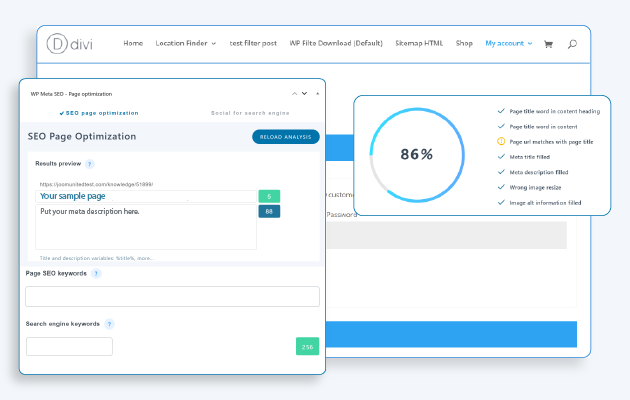 Ανάλυση περιεχομένου Divi με τους ελέγχους SEO