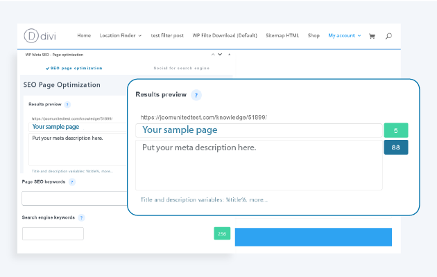 Επεξεργασία τίτλου σελίδας Divi και μετα-περιγραφής