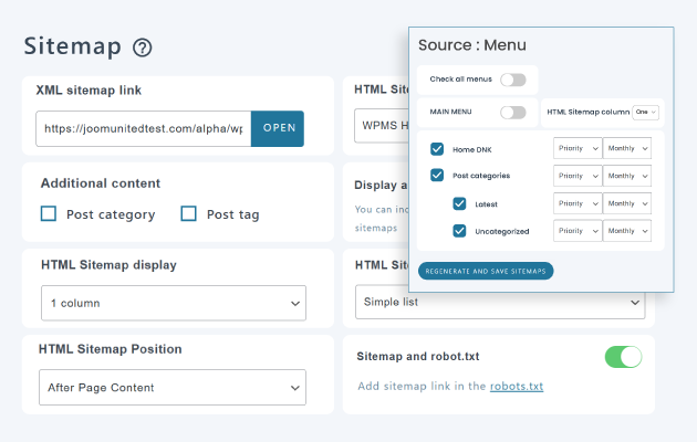 WordPress를 위한 사이트맵 XML 및 HTML 생성기