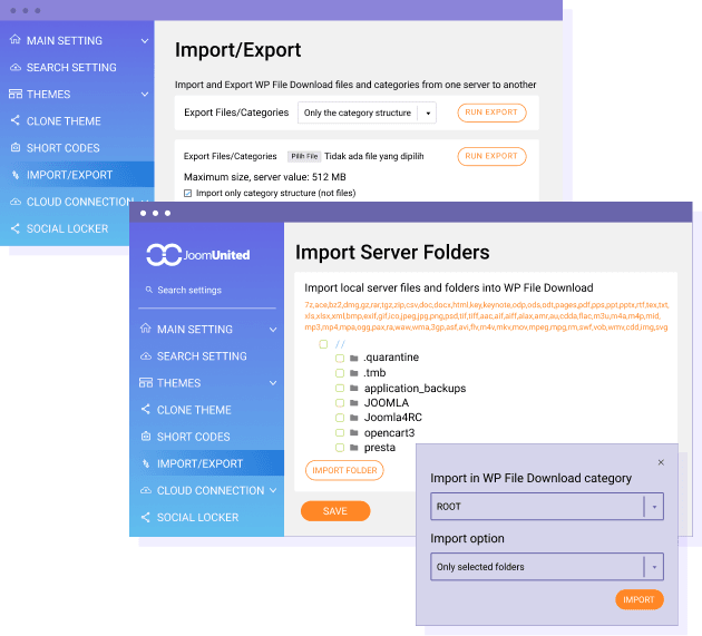 Import existing files from your server
