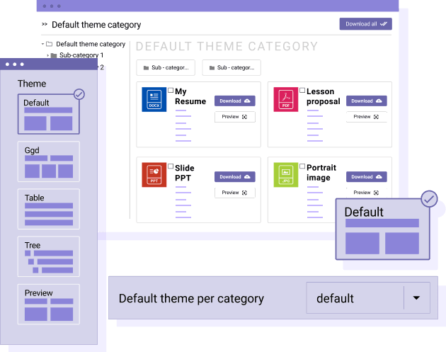 Configurazione predefinita del tema di download file