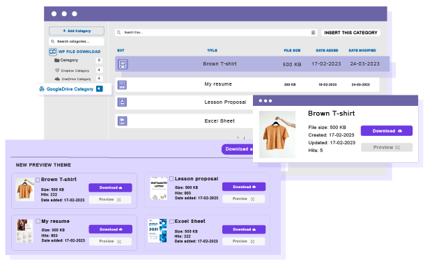 Tema ad albero di cartelle e tabella per la visualizzazione di una grande quantità di file