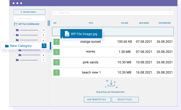 使用拖放进行文件排序