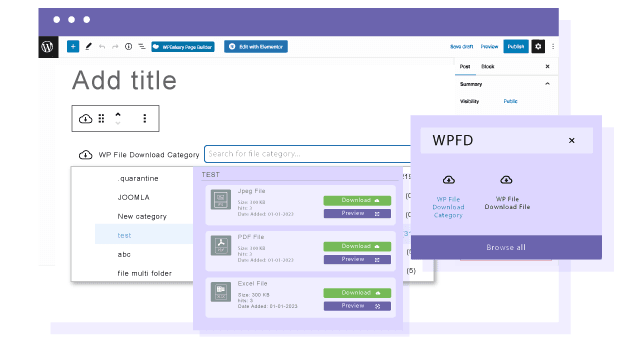 गुटेनबर्ग ब्लॉक के रूप में एक फ़ाइल डाउनलोड श्रेणी लोड करें