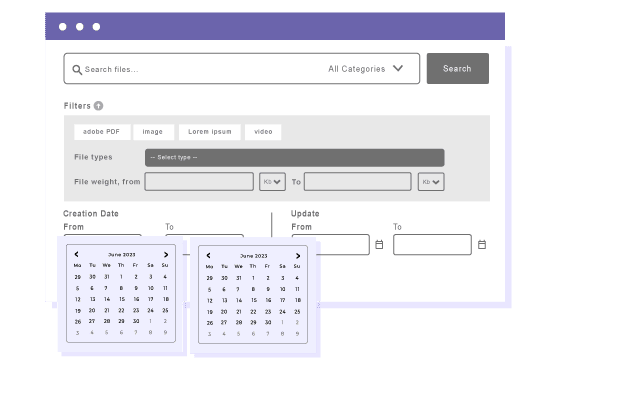 Φίλτρα ημερομηνίας δημιουργίας αρχείου και ημερομηνίας ενημέρωσης
