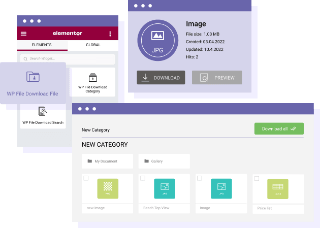 在 Elementor 中加载单个可下载文件