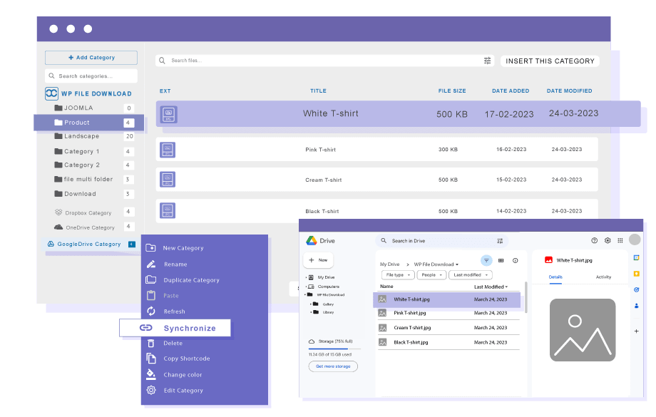  WP File Download에 의해 어떤 요소가 동기화됩니까?