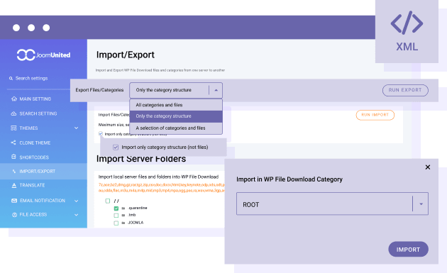 Εξαγωγή και εισαγωγή μόνο της δομής αρχείων