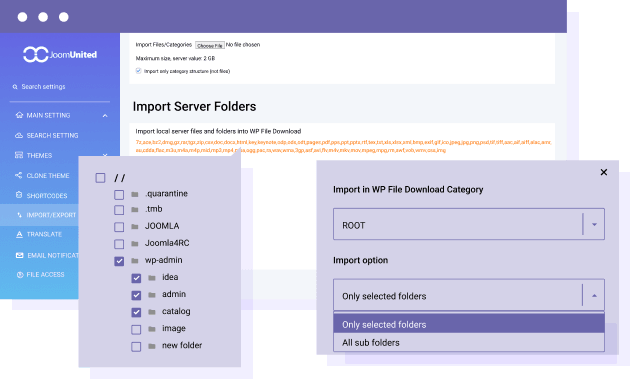 Εισαγωγή μιας επιλογής αρχείων και φακέλων