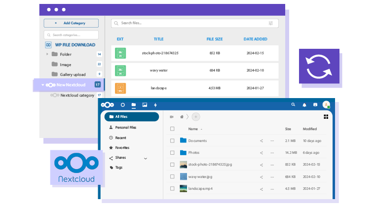 المزامنة التلقائية للملفات بين Nextcloud وWordPress