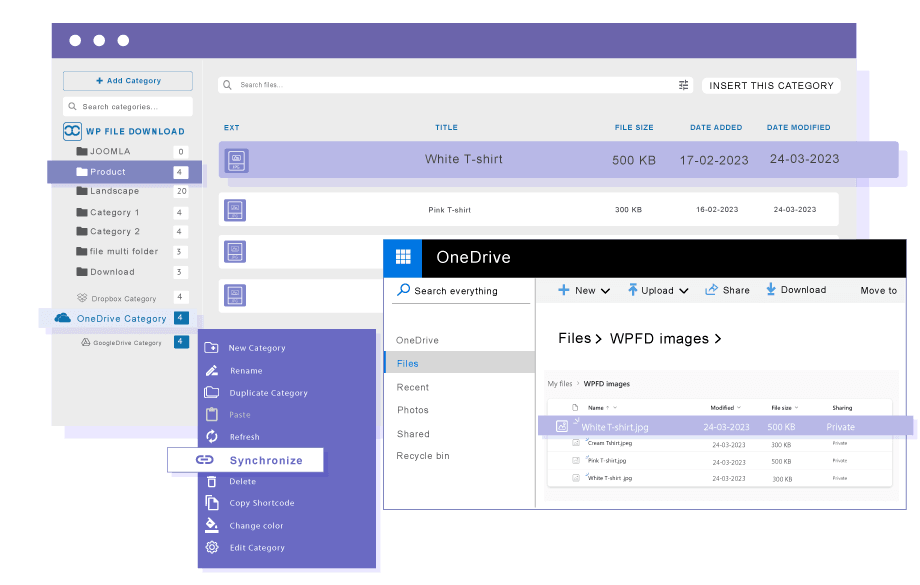 Τι συγχρονίζει το WP File Download με το προσωπικό OneDrive ;