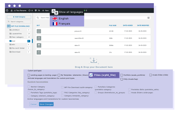 上传翻译后的文件或从原始语言复制文件
