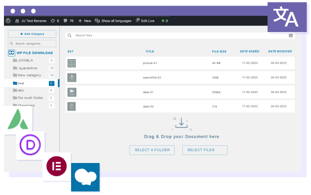 使用WordPress页面构建器和翻译后的文件