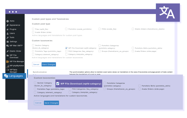 WP File Download 按 Polylang 语言创建文件分类