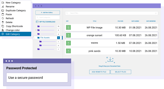 Carica file per categoria